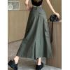 imageCargo Long Skirts for Women Trendy  High Waisted Vintage Aline Knee Length Midi Skirt with Flap PocketsArmy Green