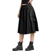 imageCargo Maxi Skirt Womens Casual High Elastic Waist Pleated ALine Midi Skirt with Pocket for Work ampamp DailyBlack