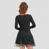 imageGothic Skirt Womens Goth Plaid Skirt Black Mini Tulle Mesh Kilts Cute Elastic High Waist A Line SkirtGreen