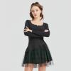 imageGothic Skirt Womens Goth Plaid Skirt Black Mini Tulle Mesh Kilts Cute Elastic High Waist A Line SkirtGreen