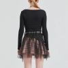 imageGothic Skirt Womens Goth Plaid Skirt Black Mini Tulle Mesh Kilts Cute Elastic High Waist A Line SkirtPink