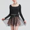 imageGothic Skirt Womens Goth Plaid Skirt Black Mini Tulle Mesh Kilts Cute Elastic High Waist A Line SkirtPink