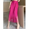imageLong Fringe Skirt for Women  Trim High Waist Short Pencil Bodycon Skirt Sexy Elegant Maxi Skirt for Party WorkRose Red