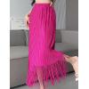 imageLong Fringe Skirt for Women  Trim High Waist Short Pencil Bodycon Skirt Sexy Elegant Maxi Skirt for Party WorkRose Red