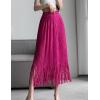 imageLong Fringe Skirt for Women  Trim High Waist Short Pencil Bodycon Skirt Sexy Elegant Maxi Skirt for Party WorkRose Red