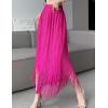 imageLong Fringe Skirt for Women  Trim High Waist Short Pencil Bodycon Skirt Sexy Elegant Maxi Skirt for Party WorkRose Red