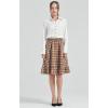 imageMidi Plaid Skirt High Waist Belted Vintage ALine Skirt with Pockets
