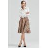 imageMidi Plaid Skirt High Waist Belted Vintage ALine Skirt with Pockets