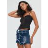 imageWomens Denim Skirt Vintage Star Patchwork Party Club Jean Skirt Casual Y2k Mini Skirt Skorts Skirts for WomenDark Blue