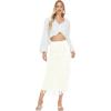 imageWomens Fringe Trim High Waist Short Pencil Bodycon Skirts Sexy Elegant Fringe Long Maxi Skirt Summer Party WorkBeige