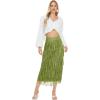 imageWomens Fringe Trim High Waist Short Pencil Bodycon Skirts Sexy Elegant Fringe Long Maxi Skirt Summer Party WorkGrass Green