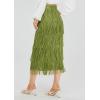imageWomens Fringe Trim High Waist Short Pencil Bodycon Skirts Sexy Elegant Fringe Long Maxi Skirt Summer Party WorkGrass Green
