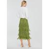 imageWomens Fringe Trim High Waist Short Pencil Bodycon Skirts Sexy Elegant Fringe Long Maxi Skirt Summer Party WorkGrass Green