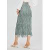 imageWomens Fringe Trim High Waist Short Pencil Bodycon Skirts Sexy Elegant Fringe Long Maxi Skirt Summer Party WorkGrey