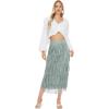 imageWomens Fringe Trim High Waist Short Pencil Bodycon Skirts Sexy Elegant Fringe Long Maxi Skirt Summer Party WorkGrey