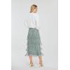 imageWomens Fringe Trim High Waist Short Pencil Bodycon Skirts Sexy Elegant Fringe Long Maxi Skirt Summer Party WorkGrey