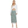 imageWomens Fringe Trim High Waist Short Pencil Bodycon Skirts Sexy Elegant Fringe Long Maxi Skirt Summer Party WorkGrey