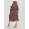 imageWomens Fringe Trim High Waist Short Pencil Bodycon Skirts Sexy Elegant Fringe Long Maxi Skirt Summer Party WorkKhaki