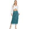 imageWomens Fringe Trim High Waist Short Pencil Bodycon Skirts Sexy Elegant Fringe Long Maxi Skirt Summer Party WorkPeacock Blue