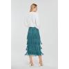 imageWomens Fringe Trim High Waist Short Pencil Bodycon Skirts Sexy Elegant Fringe Long Maxi Skirt Summer Party WorkPeacock Blue