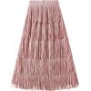 imageWomens Fringe Trim High Waist Short Pencil Bodycon Skirts Sexy Elegant Fringe Long Maxi Skirt Summer Party WorkPink