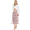 imageWomens Fringe Trim High Waist Short Pencil Bodycon Skirts Sexy Elegant Fringe Long Maxi Skirt Summer Party WorkPink