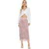 imageWomens Fringe Trim High Waist Short Pencil Bodycon Skirts Sexy Elegant Fringe Long Maxi Skirt Summer Party WorkPink
