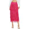 imageWomens Fringe Trim High Waist Short Pencil Bodycon Skirts Sexy Elegant Fringe Long Maxi Skirt Summer Party WorkRose Red
