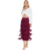 imageWomens Fringe Trim High Waist Short Pencil Bodycon Skirts Sexy Elegant Fringe Long Maxi Skirt Summer Party WorkWine Red