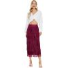 imageWomens Fringe Trim High Waist Short Pencil Bodycon Skirts Sexy Elegant Fringe Long Maxi Skirt Summer Party WorkWine Red