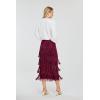 imageWomens Fringe Trim High Waist Short Pencil Bodycon Skirts Sexy Elegant Fringe Long Maxi Skirt Summer Party WorkWine Red