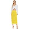 imageWomens Fringe Trim High Waist Short Pencil Bodycon Skirts Sexy Elegant Fringe Long Maxi Skirt Summer Party WorkYellow
