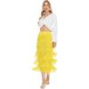 imageWomens Fringe Trim High Waist Short Pencil Bodycon Skirts Sexy Elegant Fringe Long Maxi Skirt Summer Party WorkYellow