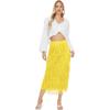 imageWomens Fringe Trim High Waist Short Pencil Bodycon Skirts Sexy Elegant Fringe Long Maxi Skirt Summer Party WorkYellow