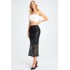 imageWomens Sequin Fishtail Skirt  Glitter Bodycon Mermaid Maxi SkirtBlack