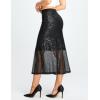imageWomens Sequin Fishtail Skirt  Glitter Bodycon Mermaid Maxi SkirtBlack