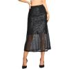 imageWomens Sequin Fishtail Skirt  Glitter Bodycon Mermaid Maxi SkirtBlack