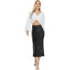 imageWomens Sequin Skirt Sparkle Stretchy Bodycon Midi Mermaid Skirt Formal Skirts Night Out Party SilverBlack