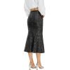 imageWomens Sequin Skirt Sparkle Stretchy Bodycon Midi Mermaid Skirt Formal Skirts Night Out Party SilverBlack