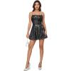 imageWomens Sexy Sequin Sparkly Glitter Dress Party Cocktail Suspender Metallic Aline Mini Dress Night Out ClubwearBlack