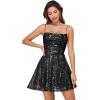 imageWomens Sexy Sequin Sparkly Glitter Dress Party Cocktail Suspender Metallic Aline Mini Dress Night Out ClubwearBlack