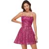 imageWomens Sexy Sequin Sparkly Glitter Dress Party Cocktail Suspender Metallic Aline Mini Dress Night Out ClubwearRose Red