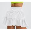 imageWomens Summer High Waist Ruffle Skirt ALine Casual Print Pleated Swing Beach Skater Flared Mini Skirt with ShortsMiniwhite