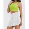 imageWomens Summer High Waist Ruffle Skirt ALine Casual Print Pleated Swing Beach Skater Flared Mini Skirt with ShortsMiniwhite