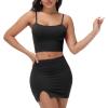 imageY2K Womens Sexy 2 Piece Skirt Set Crop Top ampamp Bandeau Mini Dress Summer Bodycon Outfit for Club Vacation BeachBlack