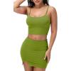 imageY2K Womens Sexy 2 Piece Skirt Set Crop Top ampamp Bandeau Mini Dress Summer Bodycon Outfit for Club Vacation BeachGreen