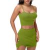 imageY2K Womens Sexy 2 Piece Skirt Set Crop Top ampamp Bandeau Mini Dress Summer Bodycon Outfit for Club Vacation BeachGreen