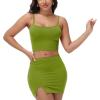 imageY2K Womens Sexy 2 Piece Skirt Set Crop Top ampamp Bandeau Mini Dress Summer Bodycon Outfit for Club Vacation BeachGreen