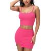 imageY2K Womens Sexy 2 Piece Skirt Set Crop Top ampamp Bandeau Mini Dress Summer Bodycon Outfit for Club Vacation BeachHot Pink