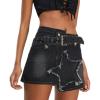 imageWomens Denim Skirt Vintage Star Patchwork Party Club Jean Skirt Casual Y2k Mini Skirt Skorts Skirts for WomenBlack